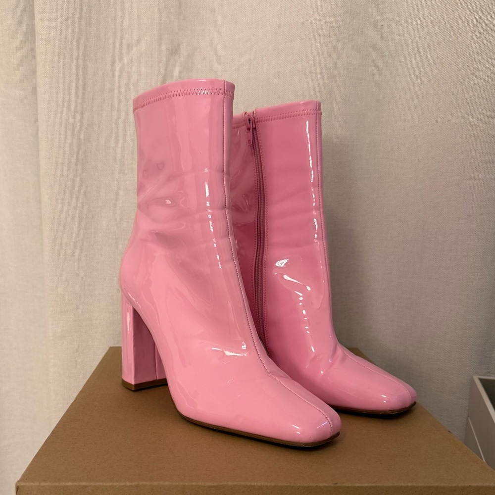 Steve Madden Lynden Pink Patent Boots
